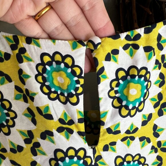 Boden Retro 60s Mod Floral Print Ravello Blouse 4US Yellow Silk Blend - Picture 6 of 7